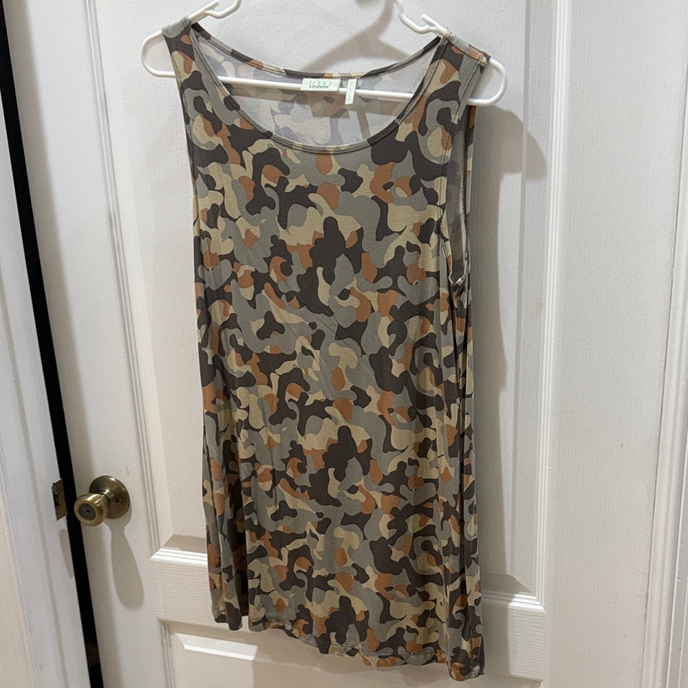 LuLaRoe Camouflage Tank Top - Brown and Tan